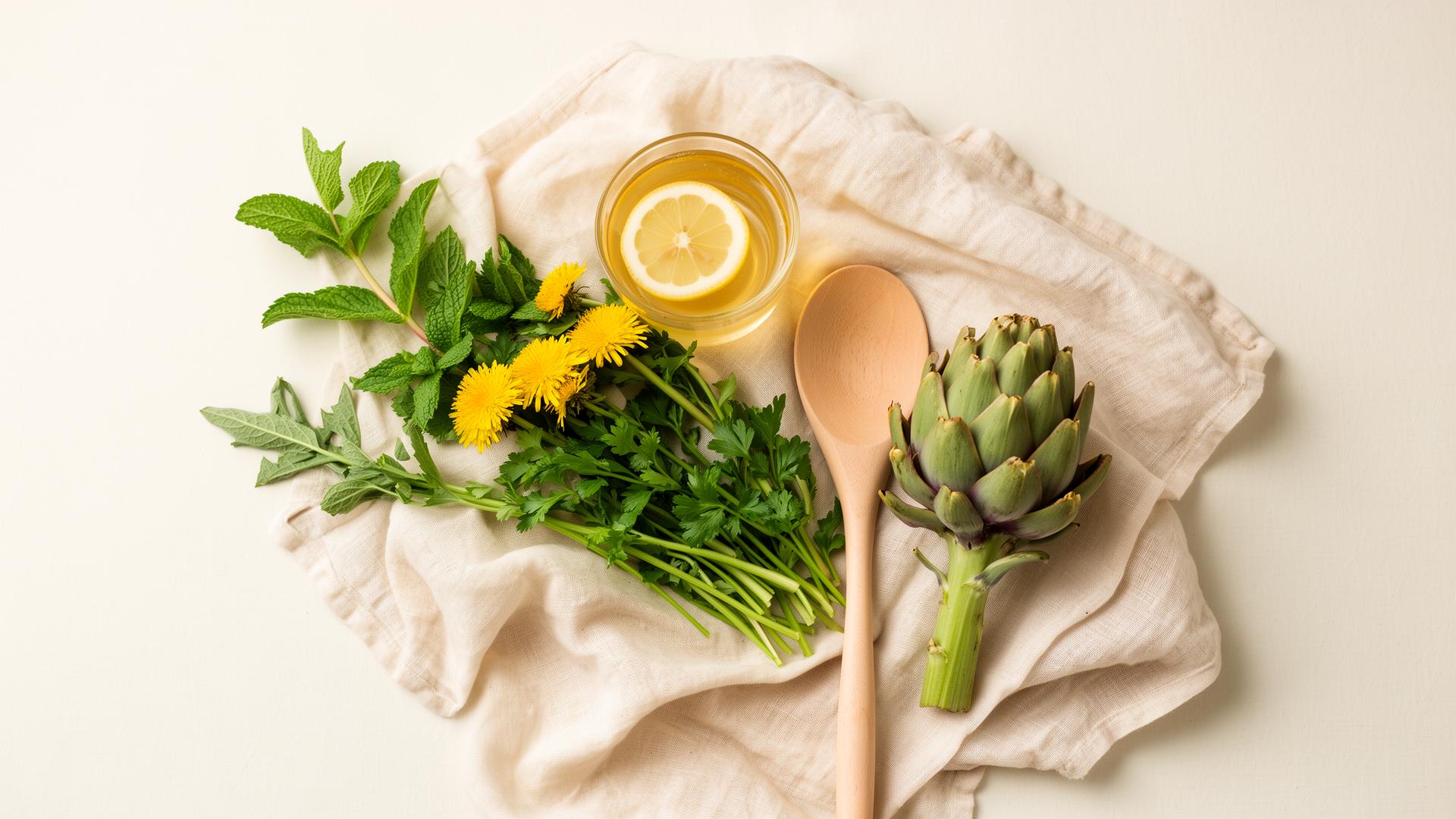 Ingrédients détox : citron, artichaut, herbes fraîches