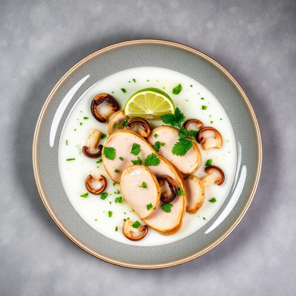 Carpaccio de poulet coco aux champignons