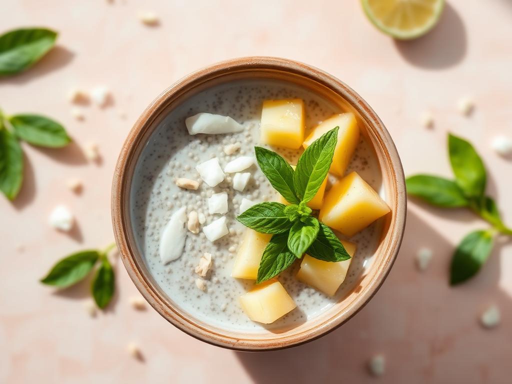 Chia pudding ananas, coco & citron vert (IG bas, sans gluten)