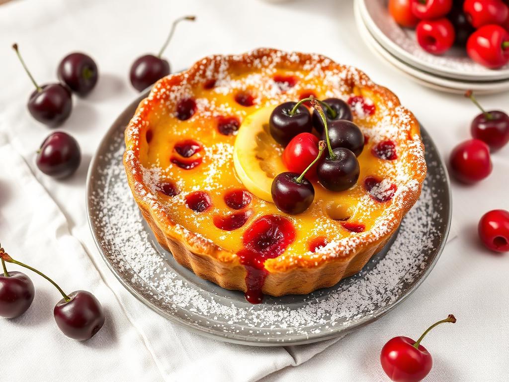 Clafoutis aux cerises, amande & ricotta