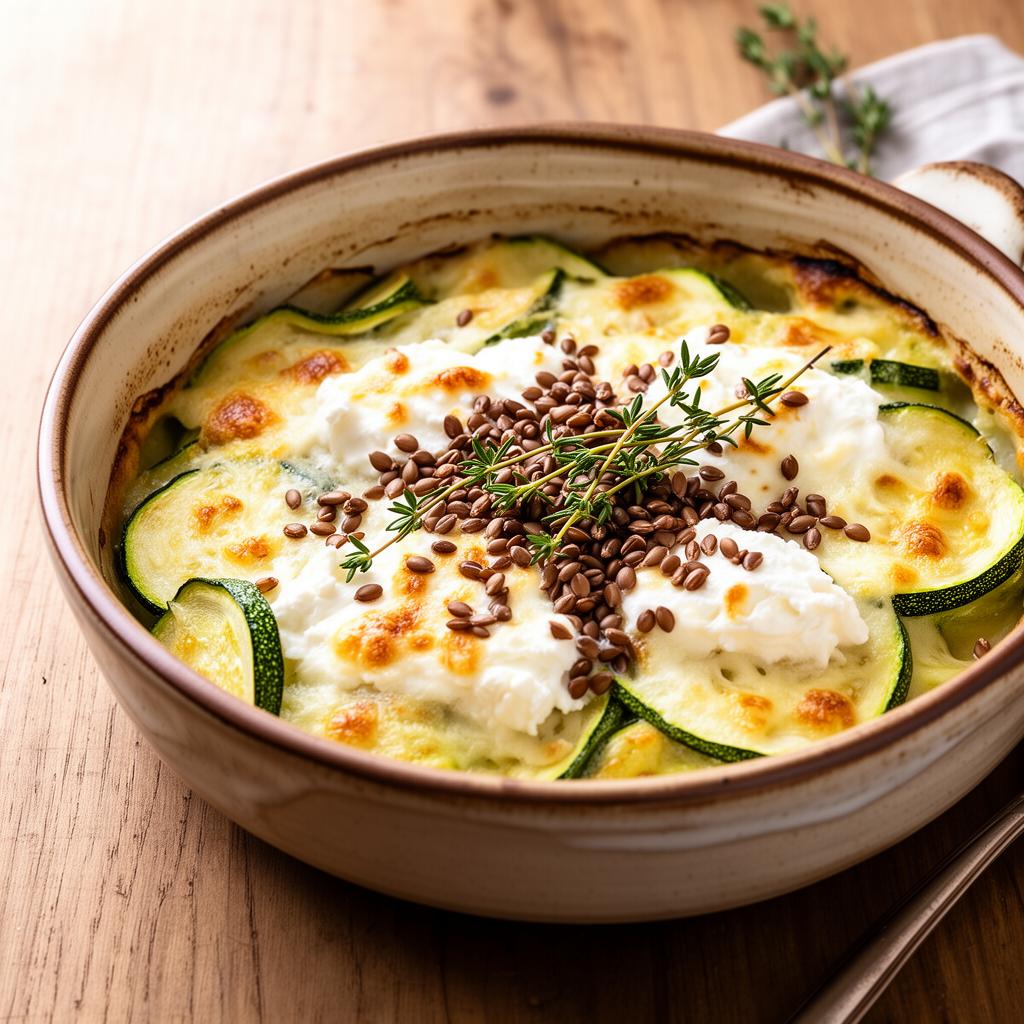 Gratin de courgettes, sarrasin & chèvre