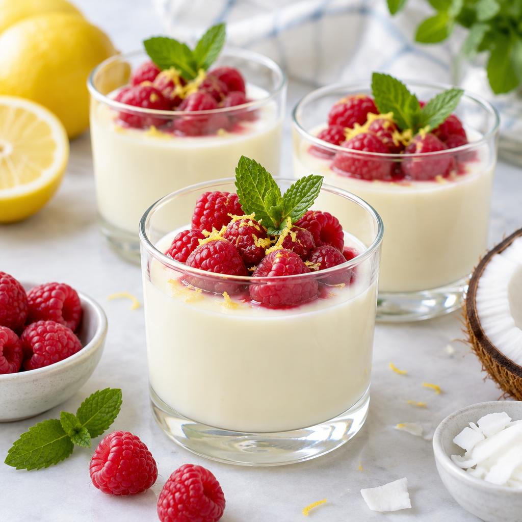Panna cotta coco-citron & framboises