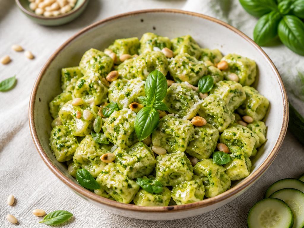 Pâtes de courgette au pesto de courgette