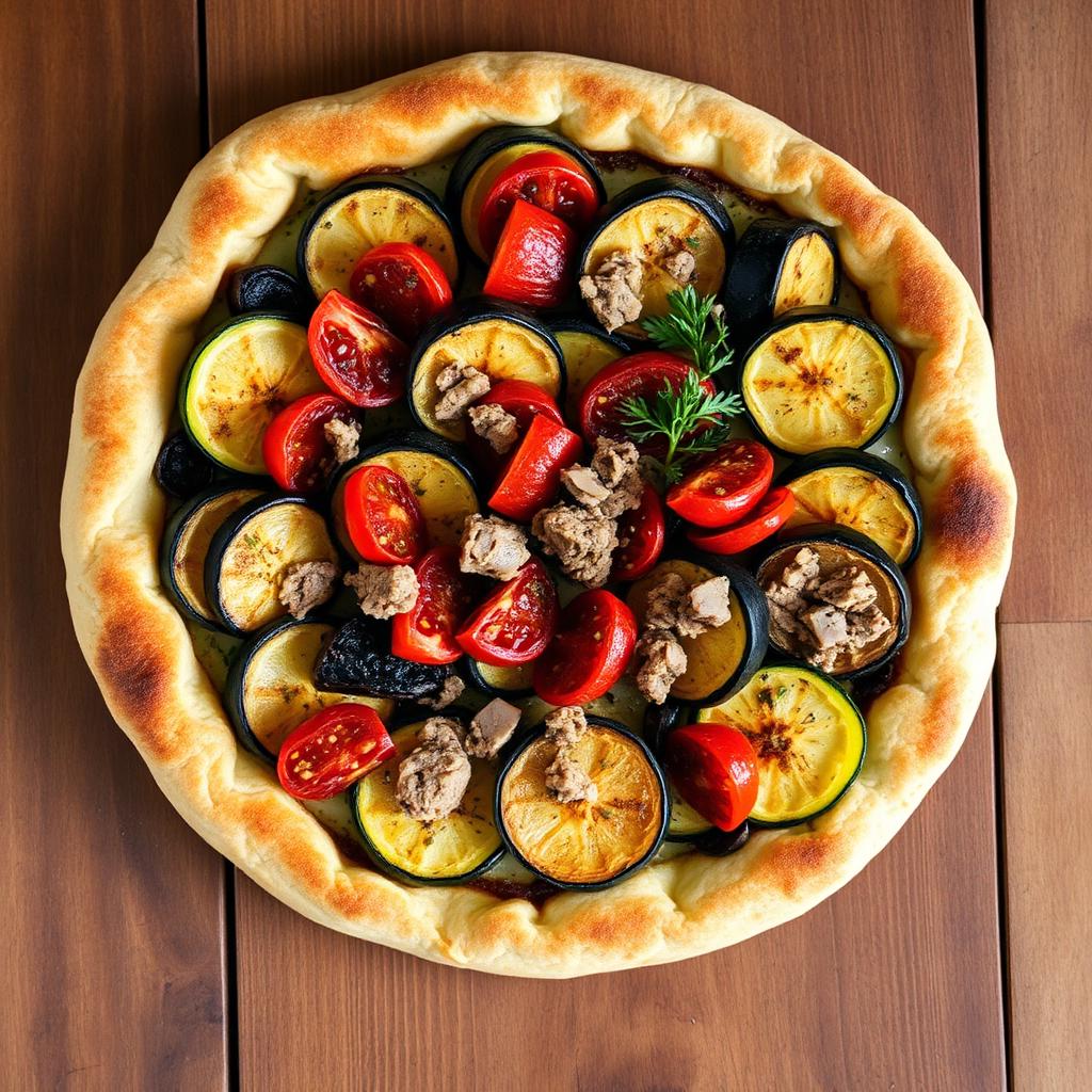 Tarte aux légumes de saison & rillettes de sardine