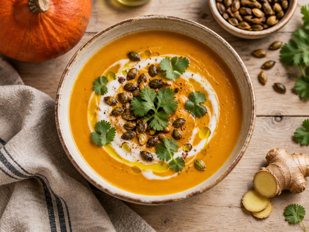 Velouté de potimarron, lait de coco & gingembre