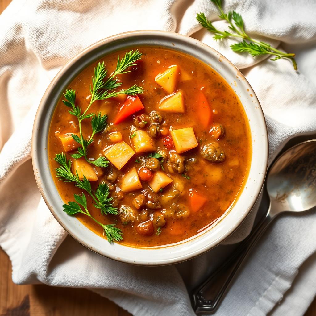 Soupe de lentilles corail au curry doux